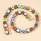100 Pcs Halloween Polymer Clay Beads Heishi Spacer Beads Supplies for DIY Bracelet Earring Necklace Jewelry Making - color: Halloween