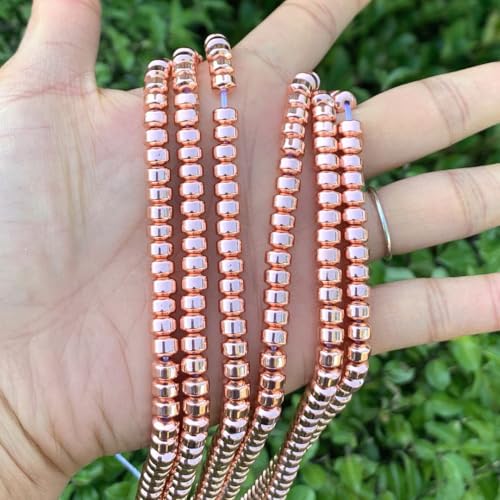 100pcs Adabele Grade A Natural Hematite Rose Gold Plated Healing Gemstone 6mm x 4mm Round Rondelle Loose Beads Gem Stone Spacer for DIY Craft Jewelry Making GFC8-4 - color: Rose Gold Plated Hematite, size: 6x4mm (100pcs/1 Strand)