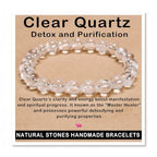 AD Beads Handmade Gemstone Stretch Elastic Bracelet Crystal Healing Reiki Nature's Beauty and Spiritual Essence Unisex - color: Clear Quartz (Detox and Purification), size: 8mm