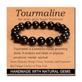 MASSIVE BEADS Handmade Yoga Stretch Elastic Bracelet Natural Stone Crystal Healing Power Energy Gifts for Unisex Adult 4mm 6mm 8mm 10mm - color: Black Tourmaline(Super Protection), size: 10mm