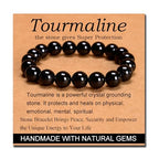 MASSIVE BEADS Handmade Yoga Stretch Elastic Bracelet Natural Stone Crystal Healing Power Energy Gifts for Unisex Adult 4mm 6mm 8mm 10mm - color: Black Tourmaline(Super Protection), size: 10mm