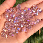 70pcs 8mm AB Pink Faceted Heart Beads for Jewelry Making Crystal Glass Beads for Bracelets Necklace Crafts, Friendship Bracelet Kit, Love Gifts - color: AB Pink