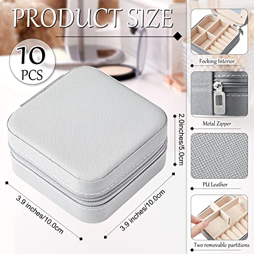 10 Pcs Travel Jewelry Case Bridesmaid Gift Boxes Jewelry Travel Organizer With Mirror Small Jewelry Box Mini Storage Organizer Box for Women Girls Earrings Rings Necklaces - color: Gray
