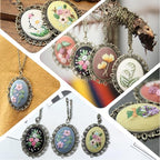 SUNNYCLUE DIY 3 Sets Embroidery Necklace Kits Embroidery Necklace Pendant with Chains Hoops Cloth Spring Flowers Pattern Stitch Kit for Jewelry Making Crafts Supplies Adults Beginner Starter Women - style: Flower 1