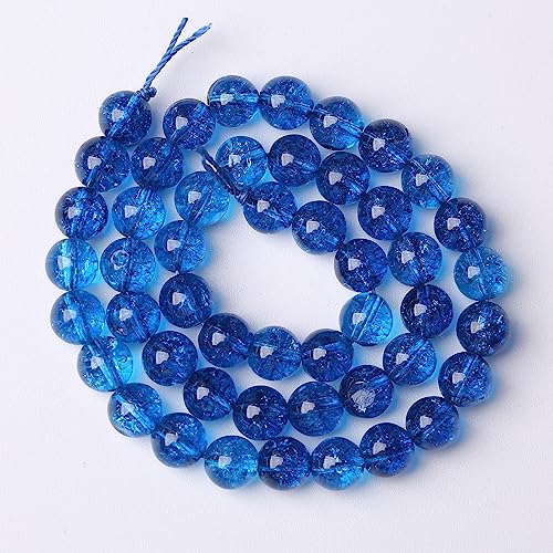 90pcs 4mm Natural Blue Crystal Crackle Quartz Stone Round Loose Beads for Jewelry Making DIY Bracelets Necklaces Energy Healing Stone Beads 15" (4mm, Blue Crackle Quartz) - color: Blue Crackle Quartz, size: 4mm