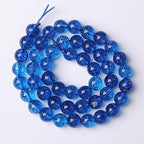 90pcs 4mm Natural Blue Crystal Crackle Quartz Stone Round Loose Beads for Jewelry Making DIY Bracelets Necklaces Energy Healing Stone Beads 15" (4mm, Blue Crackle Quartz) - color: Blue Crackle Quartz, size: 4mm