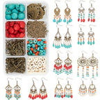SUNNYCLUE 1 Box DIY Make 10 Pairs Bohemian Chandelier Earrings Making Kit Including Chandelier Links Turquoise Beads Earring Findings for Women Beginners DIY Earring Jewelry Making Crafts - color: Chandelier Bohemian Style F