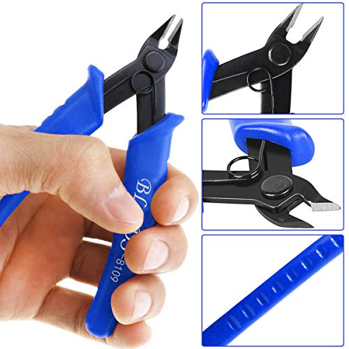 BLEDS Flush Cutter Pliers, Wire Cutter, Flush Cutters, Nippers, Diagonal Cutter, Wire Cutters Side Cutter, Micro Shear Cutter Precision Electronics Siding Cutting Pliers 5 inch, Blue - color: 1 Pack 5“ Blue