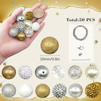 50Pcs Chunky Bubblegum Beads, 20mm Chunky Bubble Gum Beads for DIY Beadable Pens Bracelets Necklaces Pearl Beaded Craft Jewelry Making (Gold White Silver) - color: Gold+White+Silver