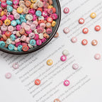 1000pcs 4x7mm Round Letter Beads Pink Acrylic with Silvery Letter Alphabet for Jewelry Making Friendship Bracelets (Pink Silvery) - color: pink silvery