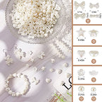 Juexica 500 Pcs ABS Imitation Pearl Beads Star Heart Bowknot Circle Flower White Aesthetic Beads for Jewelry Making Bracelets Necklaces Earrings Key Chains Accessories DIY Crafts(Classic Style) - color: Classic Style