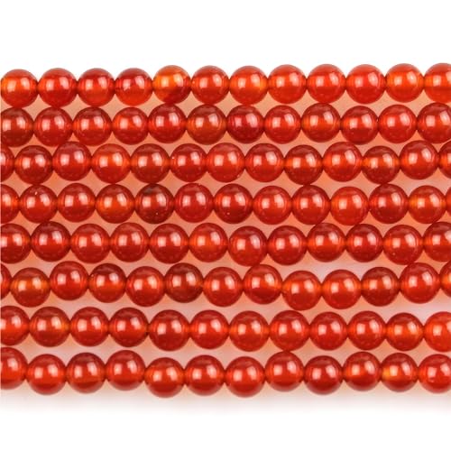 MJDCB 225pcs Natural Small Stone Beads 3mm Red Agate Round Smooth Loose Gemstone Bead for Jewelry Making Bracelets Earrings Necklaces Accessories - color: Red Agate