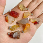 10pcs Irregular Raw Natural Red Agate Rock Stone Pendant Healing Crystal Chakra Gemstone Charm for Jewelry Making DIY Necklace Earrings Accessories Reiki - color: Red Agate