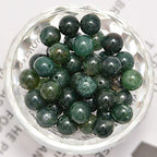 NCB 100pcs Original Natural Stone Beads Gemstone Round Loose Beads 6mm 8mm 10mm (Green Moss Agate, 6mm 100Beads) - color: Green Moss Agate, size: 6mm 100beads
