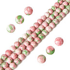 150pcs 6mm Green Red Rain Flower Beads Natural Gemstone Beads Round Loose Beads for Jewelry Making - color: Green Red Rain Flower, size: 6mm