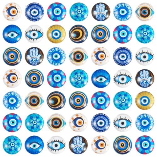 100Pcs/Set Flat Round Transparent Glass Cabochons with Pattern Eye Flatback Glass Dome Flatback Cab Beads for Photo Cameo Jewelry Making Necklace Ring DIY Crafts 12x4mm Eye - color: 100Pcs-12x4mm-Eye