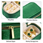TAIMY Travel Jewelry Case, Mini Jewelry Travel Case, Velvet Small Travel Jewelry Box, Portable Jewelry Travel Organizer Box for Rings Earrings Necklaces(Emerald Green) - color: Mini-Emerald Green