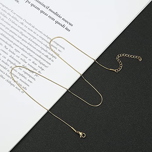 12 Pcs Necklace Chains Gold Plated Stainless Steel Snake Chain Necklace, Thin Round Snake Chains with Lobster Clasp for DIY Jewelry Making, 1mm - color: gold, size: 20inch