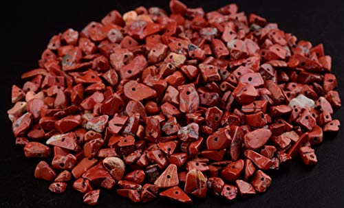 Natural Chip Stone Beads Red Jasper 5-8mm About 400 Pieces Irregular Gemstones Healing Crystal Loose Rocks Bead Hole Drilled DIY for Bracelet Jewelry Making Crafting (5-8mm, Red Jasper) - color: Red Jasper