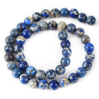 8mm Blue Sea Sediment Imperial Jasper Round Gemstone Natural Stone Loose Beads for Jewelry Making Design Crafts 45 Pcs 15 Inch - color: Blue, size: 8mm