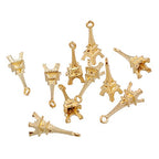 RUBYCA 60PCS Charm Pendant Eiffel Tower Tibetan Metal Beads Gold Color Jewelry Making Bracelet - color: Gold Eiffel Tower, size: 60 PCS