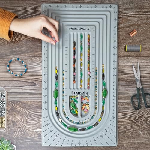 The Beadsmith Bead Board, Grey Flocked, 5 U-Shape and 6 Straight Channels, 10 x 20.5 inches, Design Boards for Creating Bracelets, Necklaces and Other Jewelry - size: 40" - 5 Channel