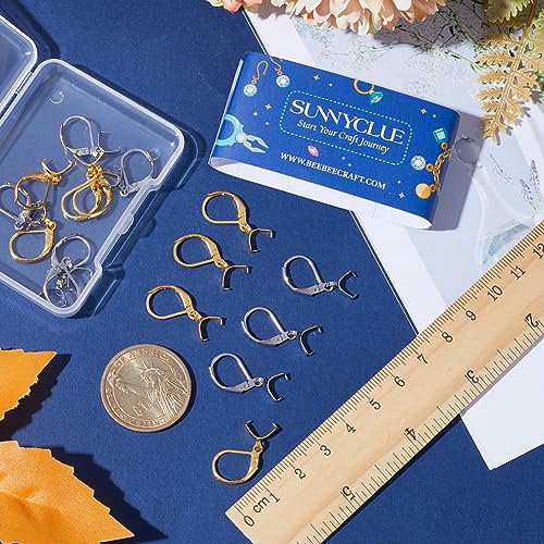 SUNNYCLUE 1 Box 40Pcs Earring Leverbacks Leverback Ear Hooks 304 Stainless Steel Leverback Earring Findings French Earring Hooks Earwires Leverbacks for Jewelry Making Accessories DIY Dangle Earrings - color: 1 Box 40pcs Earring Leverbacks With Pinch Bail