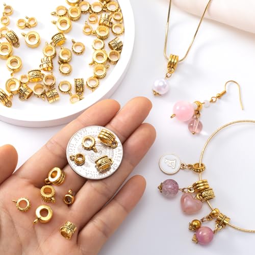 Joez Wonderful Links Bail Beads, Hypoallergenic Alloy Column Spacer Beads - color: Style A, 100 Gold