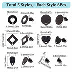 SUNNYCLUE 1 Box 30Pcs 5 Style Black Earring Posts Stainless Steel Earring Post Ear Stud with Loop Metal Earring Studs Flat Round Stud Earrings Ear Nuts for Earrings Jewelry Making DIY Women Crafts - color: 15 Pairs Black Earring Posts Findings