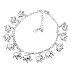 U7 Women Girls Barefoot Jewelry 18K Gold or Rose Gold Stainless Steel Heart/Rope/Figaro/Cuban Chain Anklet Foot Bracelet, 25-30 CM Long - color: Platinum Plated-Elephant Charm