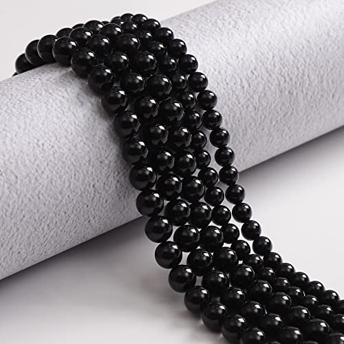 60pcs 6mm Natural Black Onyx Agate Gemstone Beads Energy Healing Crystal Round Loose Stone Beads for Jewelry Making, DIY Bracelets Necklaces - color: Black Onyx Agate, size: 6mm