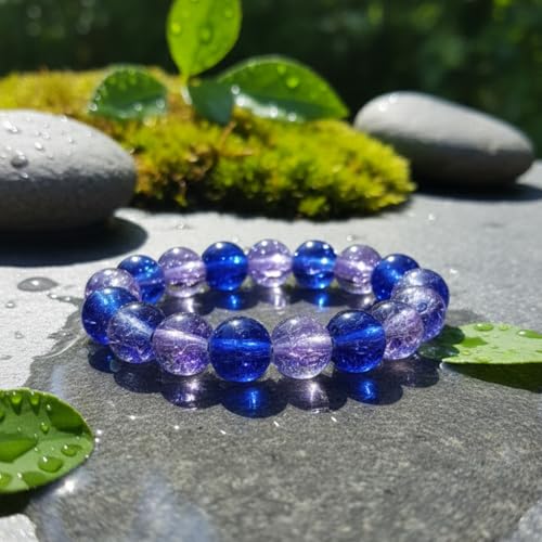 DandS ltd Crackle Lampwork Glass Beads for Jewelry Making, Dark Purple, Vibrant DIY Bracelets, Necklaces, Earrings, Beading Supplies & Craft Kits for Handmade Jewelry, 80pcs 0.39 inch (10mm), #J235-10 - color: Dark Purple