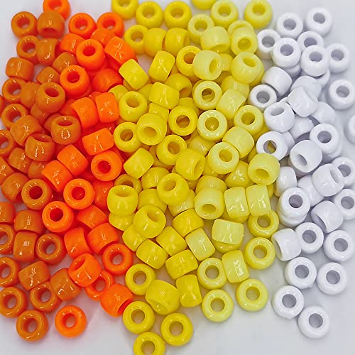 MIIIM 1000PCS 6x9mm Pony Beads Bulk, 5 Styles Yellow Pony Beads for Bracelets Making Kit, Kandi, Hair Braids Crafts for Jewelry Making (Yellow) - color: Yellow