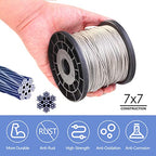 Wire Rope Crimping Tool Kit, with 1/16-304 Stainless Steel Cable 165 ft (7x7 Strand Core), 100 Cable Ferrule Aluminum Loop Sleeve Stops - color: Gray