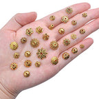 Jdesun 120g Bead Caps with A Clear Storage Box, Tibetan Gold Beads Spacers Jewelry Findings Accessories for Jewelry Making 300-350 Pieces - color: Gold