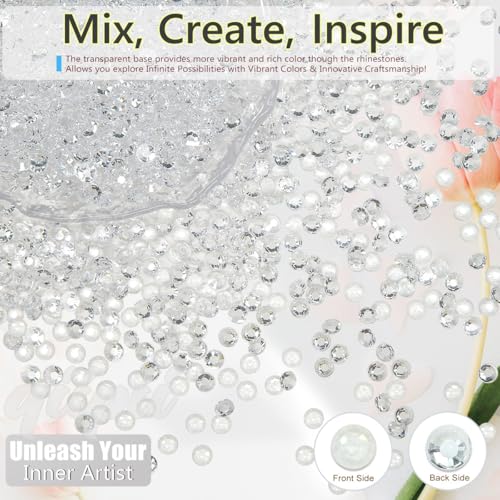 qiipii 1550PCS 5mm Transparent Clear Resin Rhinestones Flatback Jelly Resin Stones Bulk SS20 Diamonds Gems Charms Jewels for Nails Face Eyes Makeup Body Tumblers Mugs Bottles DIY Crafts Shoes Clothes - color: Transparent, size: 5mm Bulk