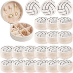 24-Pack Volleyball Travel Jewelry Case Round Volleyball Stuff Portable Jewelry Organizer Storage Case for Team Athletes & Sports Enthusiasts Christmas Events & Milestones - style: Volleyball-24