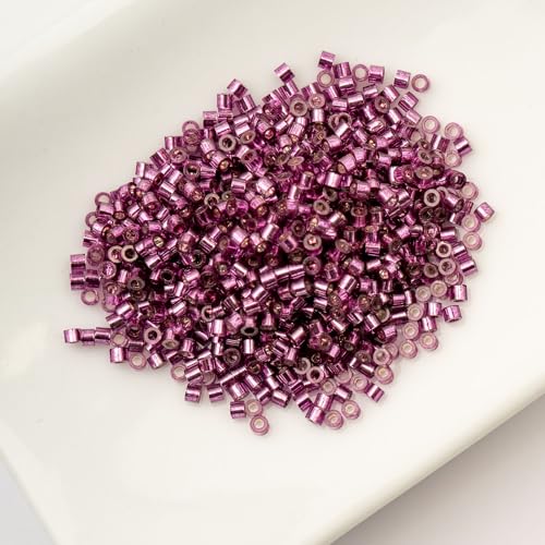 John Bead 25g Cylin Beads Raspberry Silver Lined 11/0 Glass Cylindrical Seed Beads for Jewelry Bracelets Necklaces Earrings Making Embroidery - color: Raspberry Silver Lined