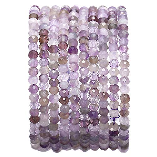 BEADIA Faceted Natural Amethyst Crystal Stone Rondelle 3x4mm Loose Semi Gemstone Beads for Jewelry Making 38cm - color: Amethyst Faceted Rondelle, size: 3x4mm