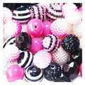 Exway 48 Pcs 20mm Black Pink Acrylic Resin Rhinestone Bubblegum Beads, Round, Large, Sparkly Craft Beads for Pen, Beadable Keychain, Bracelet, Necklace, DIY Jewelry Making Supplies - color: Black