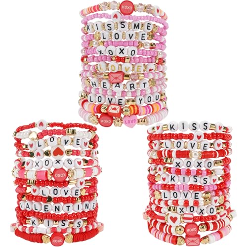 Twinfree Bohemia Beaded Bracelet for Women, Polymer Clay Stretch Bracelets - color: color 38