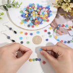 1 Box 180PCS 8MM Lampwork Glass Beads with Hole Handmade Flat Round Spiral Millefiori Mosaic Stripe Colorful Loose Spacer Bead Bulk for Jewelry Making Earrings Bracelets Necklace DIY Craft