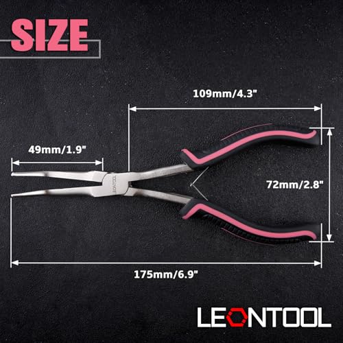 7-Inch Long Reach Bent Needle Nose Pliers Smooth Jaws Bent Long Nose Pliers Extra Long Needle Nose Pliers Jewelry Pliers for Jewelry Making, Wire Wrapping and Object Gripping, Non-slip Handle - style: Bent Needle Nose Plier Smooth Jaws