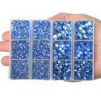 10000Pcs 2-Boxes Mixed Size Hot Fix Round Crystals Gems Glass Stones Hotfix Flat Back Rhinestones with Tweezers and Picking Pencil (Light Blue) - color: Light Blue, size: 2-Box (10000pcs)