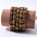 Natural Large Unakite Cube Stone Beads 8x11mm 38cm/str Loose Semi Gemstone Stone Square Beads for Making Bracelets Necklace - color: Unakite
