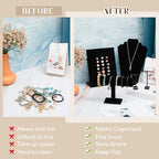 Henoyso 22 Pcs Velvet Jewelry Display Set Jewelry Display for Selling Necklace Stand Bracelet Holder T Shape Earring Stand - color: Black