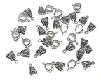 ALIMITOPIA 100pcs Alloy Beads Bails Connector for DIY Necklace Bracelet Jewelry Charm Pendant Hanging Adapter(Antique Silver) - color: Silver