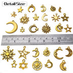 BronaGrand Celestial Pendant Charms,Sun Moon Star Cloud Charms Lightning Bolt Charms Jewelry Charms for Necklace Earrings Bracelet Jewelry - color: Gold/50g