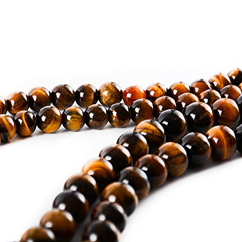 RayLineDo® 50Pcs 8mm Natural Yellow Tiger Eye Stone Round Beads Loose Beads Wholesale for Jewelry Making - color: Yellow Tiger Eye, size: 8mm