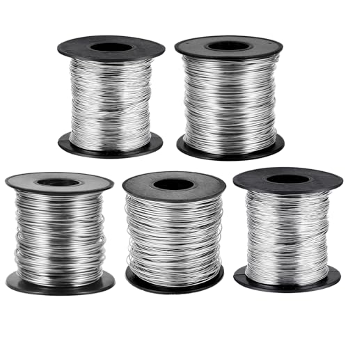 5 Rolls Jewelry Wire for Jewelry Making 18, 20, 22, 24, 26 Gauge Stainless Steel Silver Wire Kit Beading Bendable Craft Wires Tarnish Resistant Beading Wires for Making Crafts